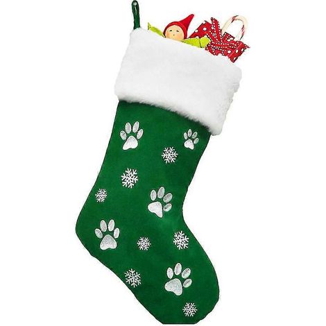 Decoraciones navideñas de cuadros escoceses con puño de felpa para calcetín navideño (1/5)