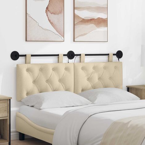 Tête de lit suspendue avec LED crème en tissu, 2 pièces, 130 x 55 x 7 cm - PANGIVO (1/5)
