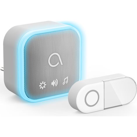Timbre con diseño de tela, inalámbrico, luz intermitente y timbre enchufable - Avidsen 102512