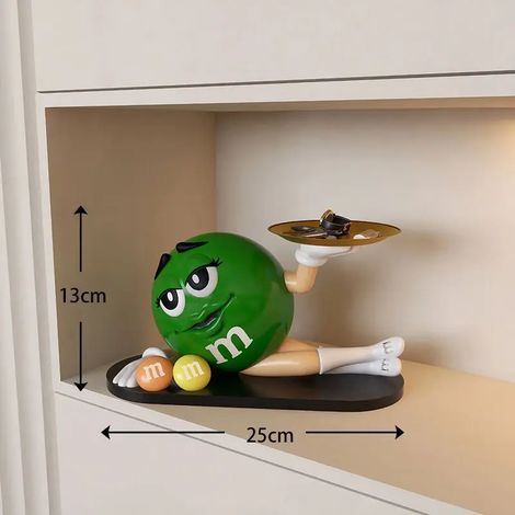 Plateau de rangement décoratif créatif (vert) pour salon ou bureau, figurine d'art moderne