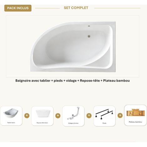 Baignoire CALMA 140x90 droite tablier + RT + plateau (1/5)