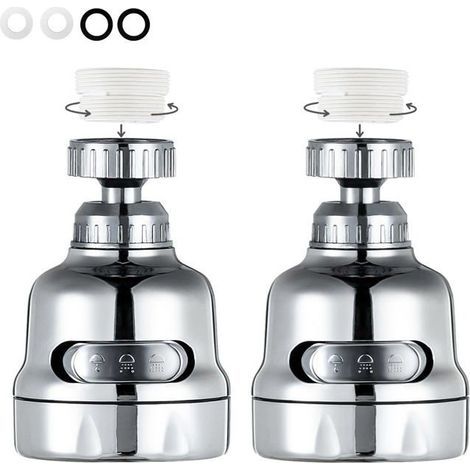 BelleRise - Wasserhahn-Sprühdüse, 360 Grad drehbarer Wasserhahn-Luftsprudler (2er-Pack) (1/5)