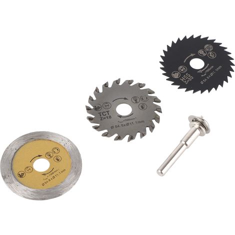 lames de scie circulaire miniatures en acier rapide (HSS) de 54,8 mm pour bois, avec mandrin pour outil rotatif