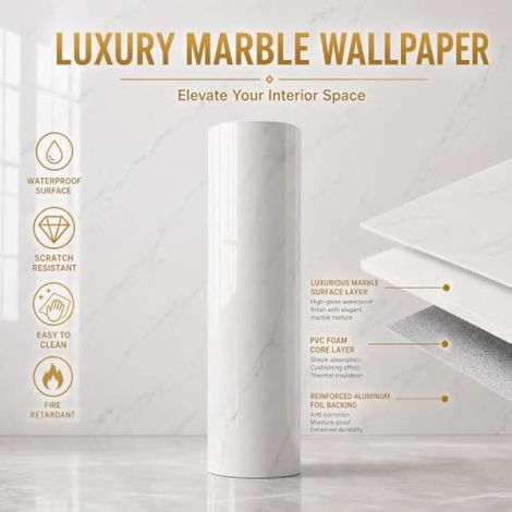 Panneau mural autocollant 3D de 2,5 mm d'épaisseur - 40 x 300 cm - Blanc (1/4)