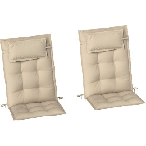 Lot de 2 coussins pour transats, déperlants, pour chaises longues de jardin, chaises de plage, transats, coussins pour mobilier de jardin, 50 x 116 x 5 cm, beige