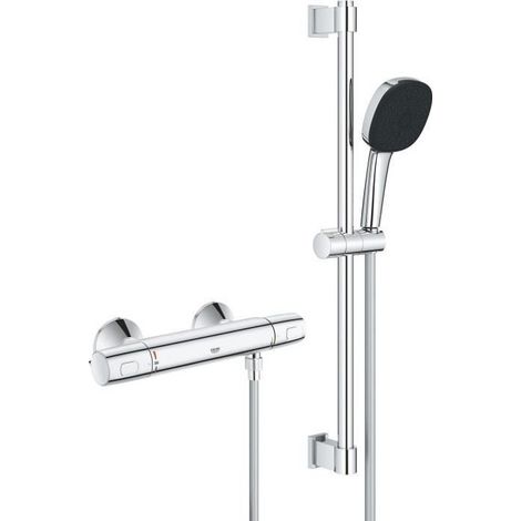 Grohe – Mitigeur thermostatique douche 3 jets – Ensemble avec barre 600 mm – Chromé – 34237003