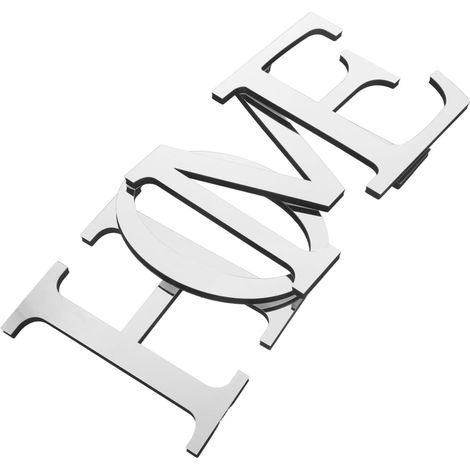 Autocollants Muraux en Miroir Acrylique Home, Lettres Décoratives Murales 3d, Argenté, Amovibles, pour Salon et Appartements (1/5)