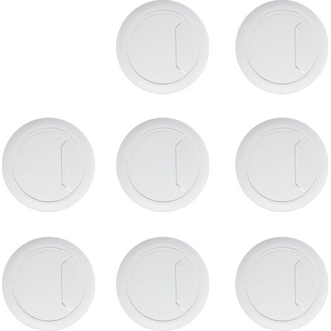 Lot de 8 cache-câbles de bureau, 60 mm, blancs, pour la gestion des câbles (1/5)