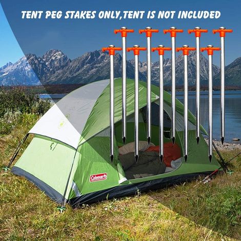 Lntyq 10 Stück Zeltheringe aus Metall, 25,3 cm, rostfrei, verzinkter Zelthering, Camping-Zeltheringe, robuste Biwakheringe für Camping, Wandern (1/4)