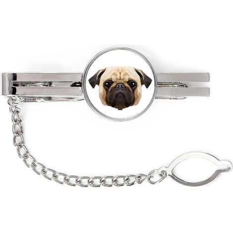 Pug, Carlin - pinza de corbata geométrica con una foto e inscripción Art-Dog (1/4)