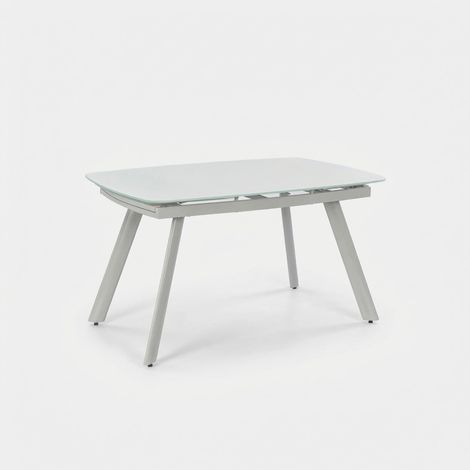 Mesa de comedor extensible de vidrio templado de diseño Blanco