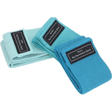 Lot de 3 bandes de résistance élastiques à haute force de traction pour exercices de musculation des jambes, fessiers et hanches (squats, musculation des hanches). Couleurs : bleu lac, bleu, bleu fonc (1/5)
