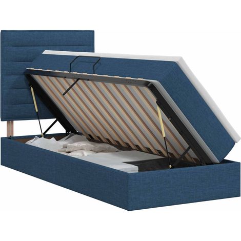 Letto con contenitore e materasso Blu 90 x 190 cm Tessuto vidaXL (1/5)
