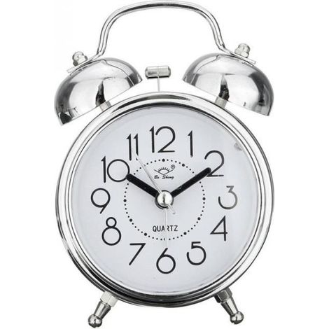 Réveil Vintage rétro silencieux pointeur horloges rond numéro double cloche fort réveil chevet veilleuse maison décors