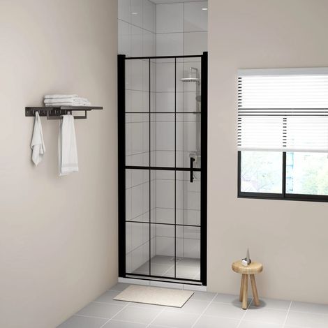 vidaXL Porta per Doccia in Vetro Temperato 81x195 cm Nero (1/5)