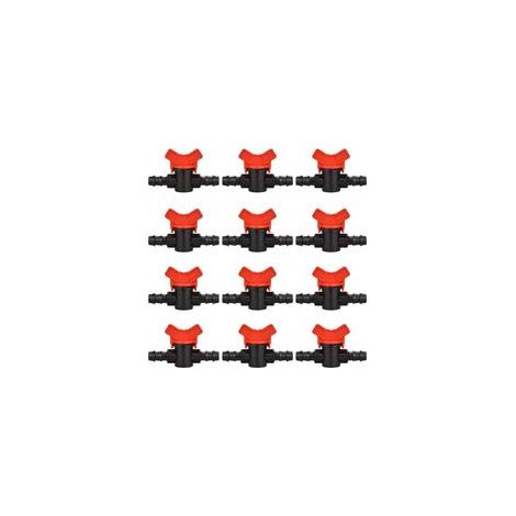 12 PCS Robinet de jardin pour tuyau, Tuyau Vanne d'irrigation 16 16mm Robinet d'arrêt raccord en Plastique pour le contrôle extérieur de la vanne d'eau de jardin (noir + rouge) (1/5)