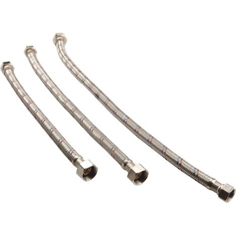 AGT 106 tubo di collegamento 40 cm, raccordi 1/2' maschio/maschio (MM), acciaio inox (T644012CR)