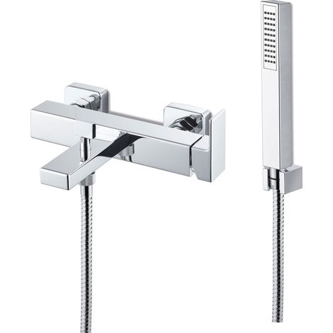 Vema Lys Bath Shower Mixer Tap with Shower Kit Wall Mounted - Chrome (1/2)