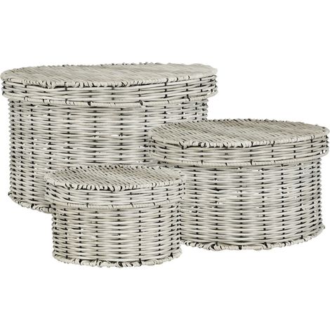 Mica Decorations Aufbewarungsbox Liam Polyester Ø 30 x 17 cm grau Aufbewahrungskorb