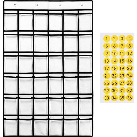 Wandorganizer mit 36 Fächern – Vliesstoff – Aufbewahrung für Handy und Schlüssel – Für Klassenzimmer und Büro – Weiß (1/5)