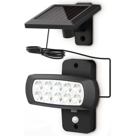IP44-zertifizierte Solar-LED-Außenleuchte mit PIR-Bewegungsmelder, schwarz, spritzwassergeschützt, 6500 K kaltweißes Licht (1/5)