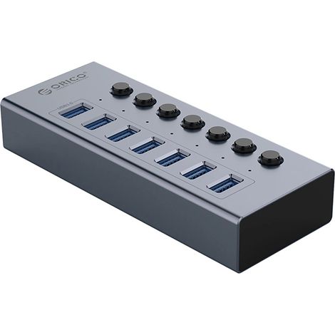 Hub USB-A 3.0 Orico BT2U3-7AB de 7 puertos con interruptores - Gris (1/3)