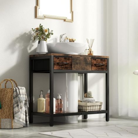 Waschbeckenunterschrank,Waschbecken mit unterschrank,Badezimmerschrank mit 2 Schubladen,Unterschrank,für Waschbecken ohne Säule,Moderner,Freistehend badschrank,60 x 30 x 63 cm