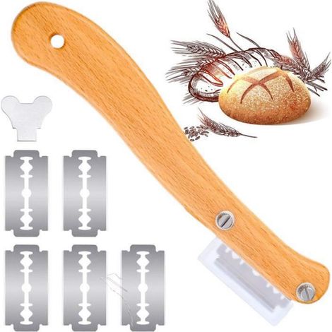 Pain Lame, outil pour marquer la pâte Pain Lame avec 5 lame fixe pour pain français Outils de Cuisson Lame Boulanger (1/4)
