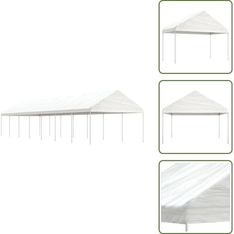 Belvédère avec toit blanc 15,61x4,08x3,22 m polyéthylène - Tente Extérieure - Gazebo - Abri Solaire - Parasol - Espace Détente