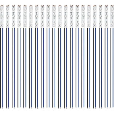 20 Pieces 50mm Pre Wired SMD LED Modeling LED 12-18V LED Strips, Blue 2835 (1/5)