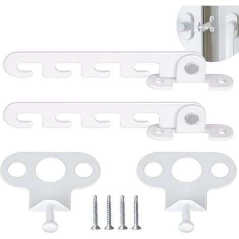Kit de 2 limiteurs d'ouverture de fenêtre AIMOONSA. Loquets de fenêtre avec 4 vis. Verrous de fenêtre étanches pour ajuster l'ouverture de la fenêtre (blanc).