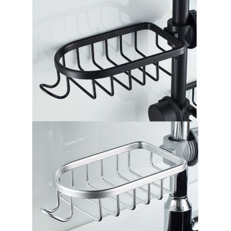 CCYKXA Duschregal und Aufbewahrung - 2er-Set Duschregale ohne Bohren aus Edelstahl, Edelstahl-Teleskop-Badregal, Duschstützregal, Duschstangen-Seifenhalter, Silber