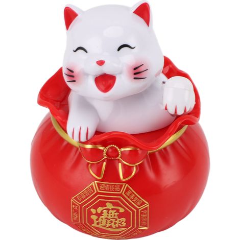 Chat porte-bonheur solaire, symbole de richesse, chat de bienvenue, décoration de voiture, bureau, ouverture de caisse, petit œil rouge (1/5)