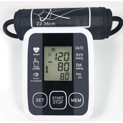 Electronic Blood Pressure Monitor with Adjustable Cuff (22-36 cm), Automatic Blood Pressure Measurement, Medically Certified, Large LCD Screen (1/4)