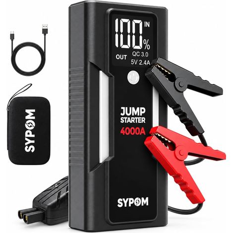 Booster Batterie Voiture 4000A, Démarreur 12V jusqu'à 10L Diesel (1/5)