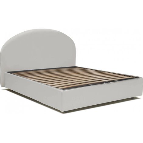 Talamo Italia Letto matrimoniale Corinne, Letto contenitore con rivestimento in ecopelle, 100% Made in Italy, Apertura frontale, adatto per materasso Cm 160x200, Bianco, con imballo rinforzato