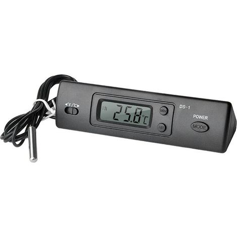 -1 Thermomètre de voiture avec écran LCD, horloge °C/°F, capteur et régulateur de température (intérieur/extérieur), thermostat avec sonde (1/5)