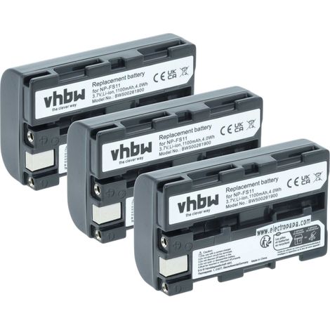 vhbw 3x Akku Ersatz für Sony NP-FS22, NP-FS33, NP-FS30, NP-FS31 für Videokamera Camcorder (1100 mAh, 3,6 V, Li-Ion) (1/5)