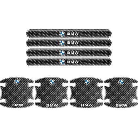 (8 pièces) Autocollants anti-rayures en TPU imitation fibre de carbone pour poignées de porte de voiture, compatibles avec BMW X1 X2 X3 X5 X4 X6 X7 G30 G20 G32 G11 G12 F40 F30 F20 (1/4)