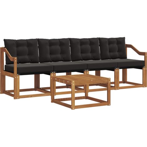 vidaXL Set di divani da esterno 5 pz Naturale e Nero (1/5)