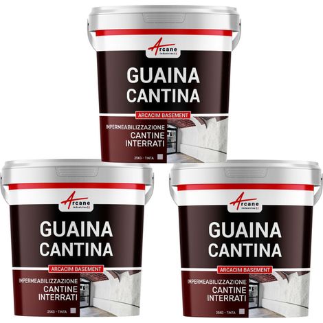Intonaco idrorepellente per interni: cantine, seminterrati, garage - ARCACIM BASEMENT - 3 x 25 KG Bianco - ARCANE INDUSTRIES