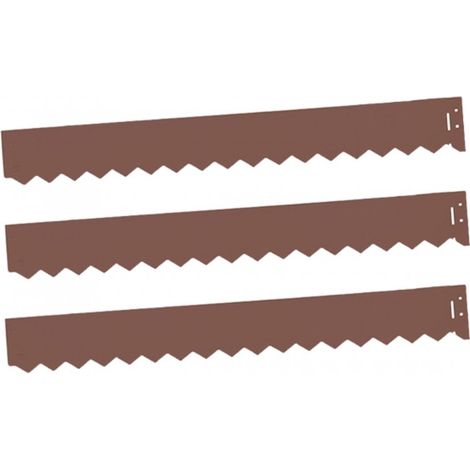 Kit de 3 bordures jardin acier galvanisé - 99 x 12 cm - Rouille (1/2)