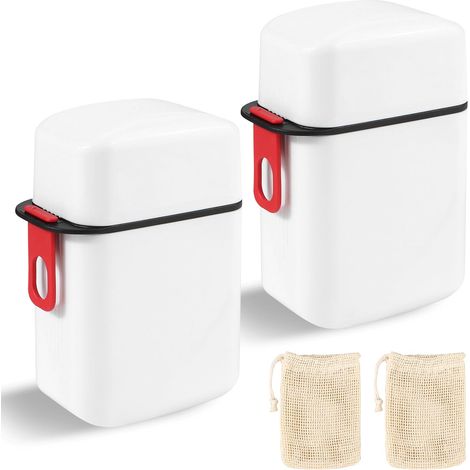 Juego de 2 jaboneras de viaje de aluminio – con 2 bolsas de malla, soporte resistente para jabón, para uso en senderismo, camping, hogar y baño. (1/5)