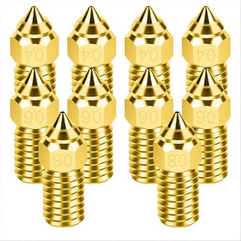 10-teilige Düse 0,4/0,6/0,8 mm 3D-Druckerzubehör M6 Hotend-Extruderdüse für Ender 3 V3 Se/5 S1/E (1/5)