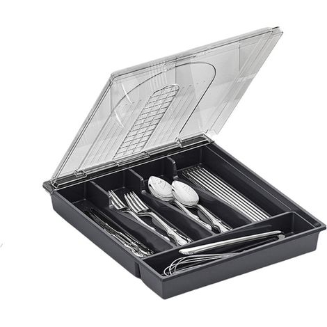 Organisateur tiroir ustensile pour comptoir de cuisine avec 5 compartiments, couverts couverts et couverts boîte de rangement (1/5)