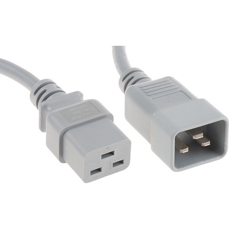 Câble d'alimentation, Gris, Connecteur C19, CEI vers C20, CEI, 2m ( Prix pour 1 )