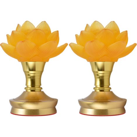 Lot de 2 lampes LED bouddhistes à 3 couleurs réglables, lampe Bouddha à brancher, lampe fleur pour la maison, matériel bouddhiste, prise UE 100-240 V (1/5)