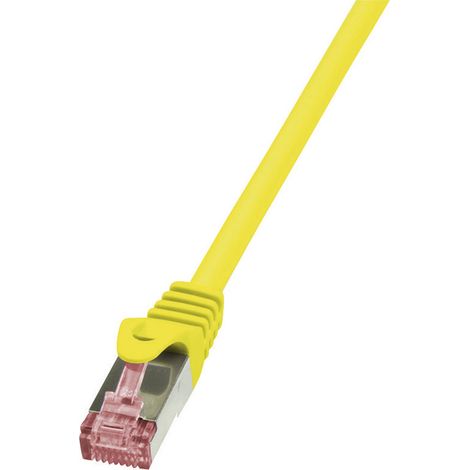 LogiLink CQ2017S RJ45 Patchkabel CAT 6 S/FTP 0.25 m Gelb Flammwidrig, mit Rastnasenschutz 1 St.
