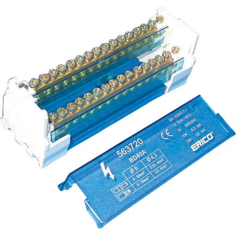 Bloque de distribución 2P 40A 15x(6-16mm2 + 4-10mm2) BD40A 563720 (1/4)