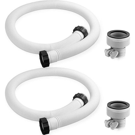 Lot de 2 tuyaux de piscine 38 mm, pour piscines hors-sol, 150 cm, avec 2 adaptateurs de tuyau de type B, tuyau de rechange pour piscine Intex, pompe à filtre (1/5)